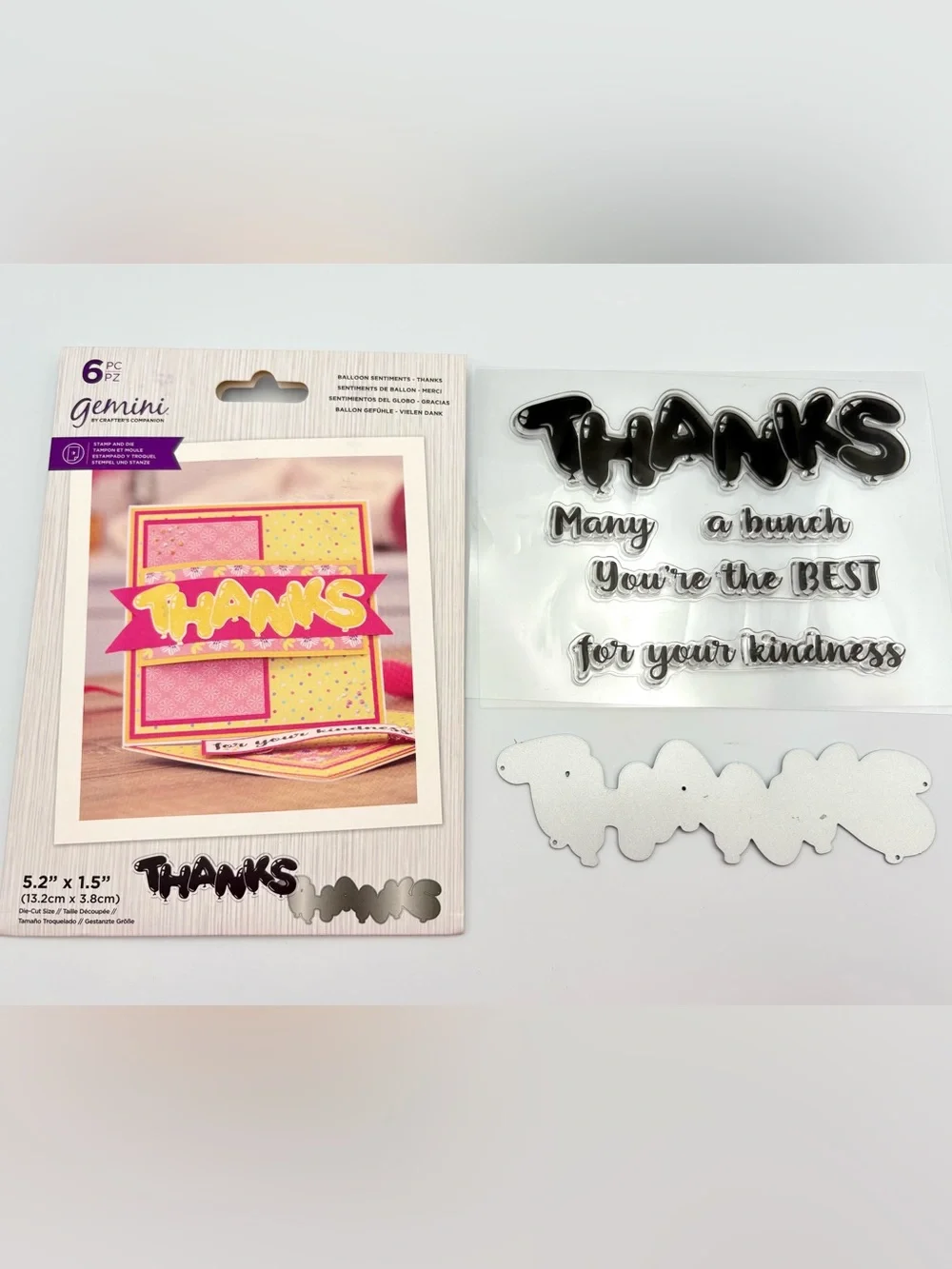 3 Gemini Stamp & Dies Sets - THANKS, BABY, FRIEND for card making or crafting